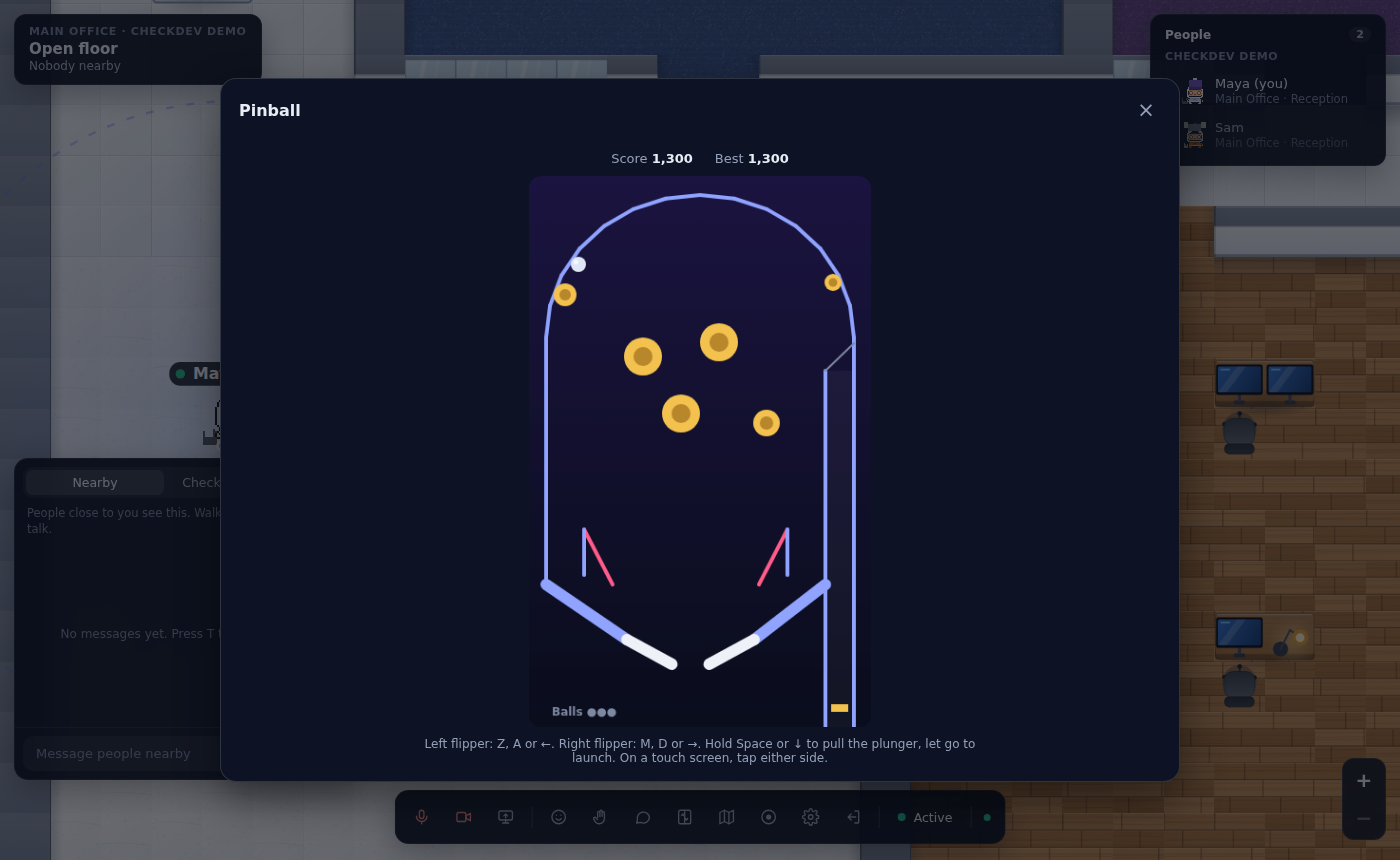 Playing pinball in the office