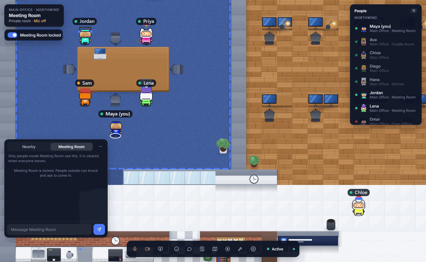 The CheckDEV app on the desktop, in a meeting room
